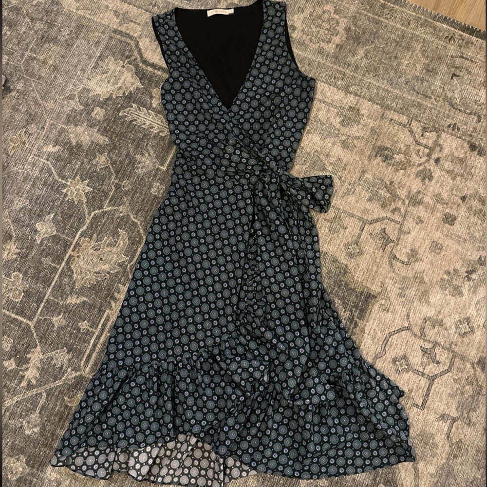 Tory Burch Logo Medallion Batik Print wrap dress size 8